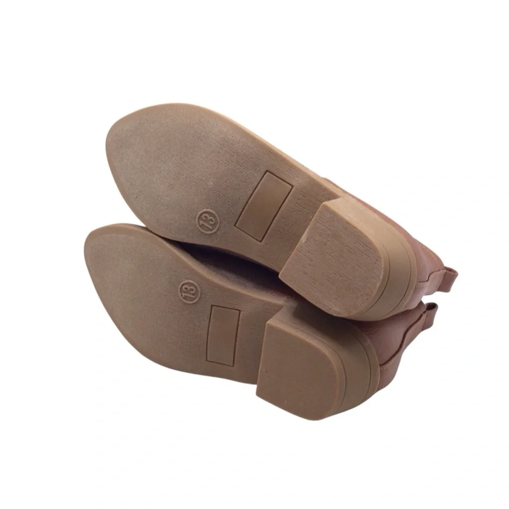 Corkys Girls Shield Bootie Cognac/Beige Faux Leather 1” Heel NIB